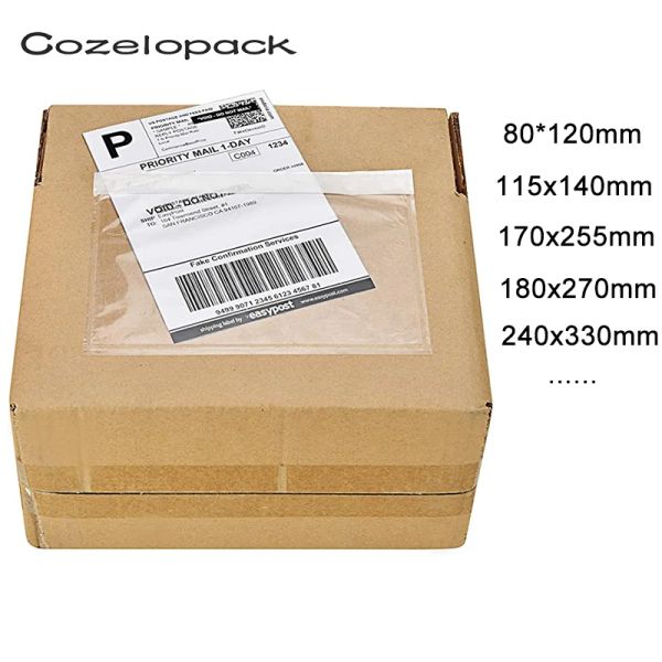 Taschen 100pcs/14 -Größe Clear Packing List Entevelopes CLICE FACE BACK -LAST VERSAND LABELBREISUNG LABETBUCHEN Beutel Beutel