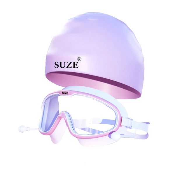 DONNE UOMINO DELL'ASSEGGIA POLCIA POLCIO HD Big Frame Big Summer impermeabile da indossare da indossare con berretto in silicone che nuota Goggle Anti FOG 240416