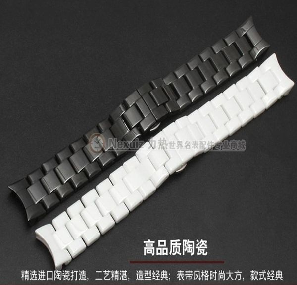 Wholewatchbands de 22mm de alta qualidade Cerâmica Band White Black Diamond Watch Fit AR1400 1403 1410 1442 Man Watches Bracelet9627080