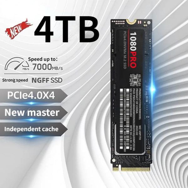 Gabinete novo disco rígido interno de 4TB Estado sólido disco rígido NGFF M.2 PCIE 4.0 NVME 2.0 1080Pro SSD Game para PC Laptop Game Console