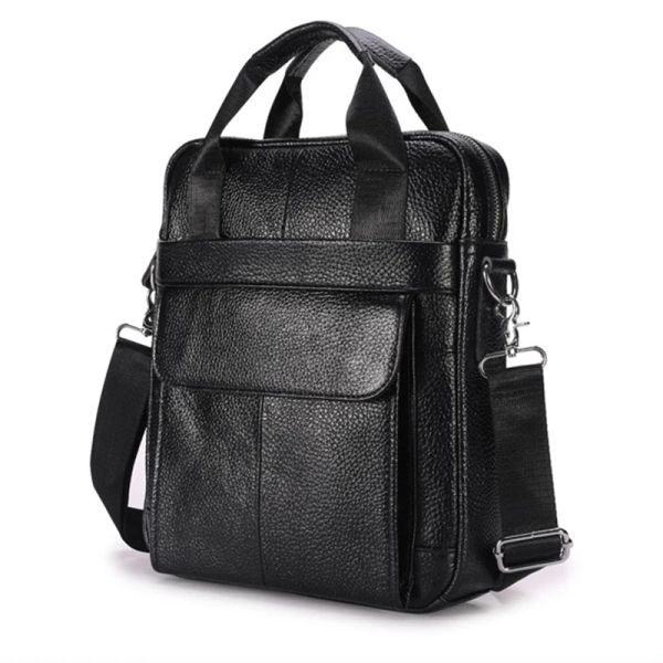 Pasta de pasta para bolsas de couro genuíno bolsa de bolsa masculina handbag masculino de negócios casual vertical shalt de couro de couro de couro masculino