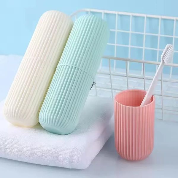 1 pc tazza di lavaggio portatile spazzolino con coperchio cose buone da conservare quando si in viaggio spazzolini a cartuccia del dentifricio