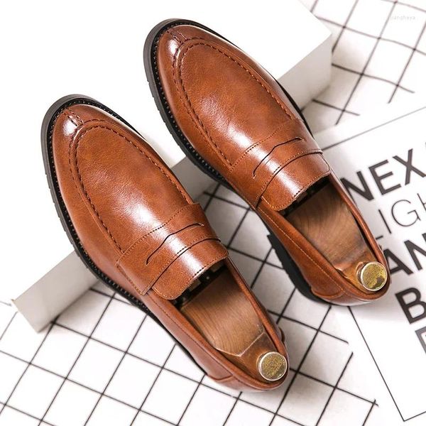 Sapatos casuais britânicos negócios cinza formal vestem mocassins marrom