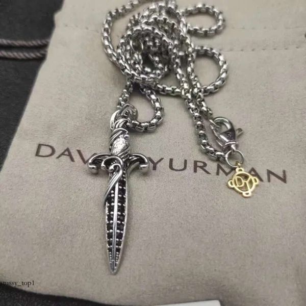Dy kolye kız kolye kolyeler için en kaliteli hediye erkek mücevher David y kolye dalgaları hançer muska gümüş kaplama elmas kolye 598