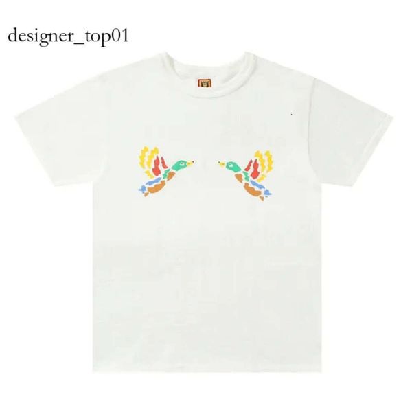 Designer de marca Human New Fashion Trends Summer Men's T-shirts Cartoon Tiger Flying Duck Panda Dog Pig Slub Camisetas de mangas curtas para homens 2383