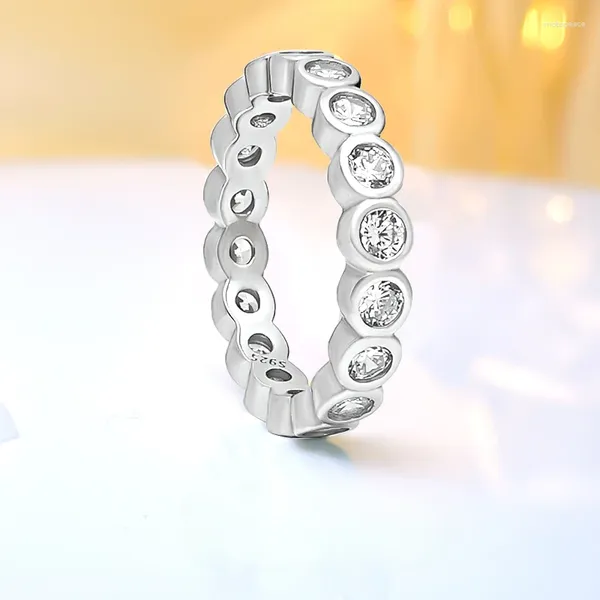 Anelli a grappolo di lusso leggero e anello di diamanti a bolle in argento sterling minimalista set con gioielli ad altissima temperatura di carbonio