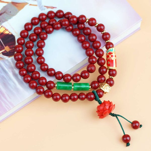 Accessorio geomanzia Purple Gold Cinnabar, Buona fortuna, Sand dell'imperatore Koi, braccialetto di fiori di loto, sensazione di alta gamma, culturale e giocosa, braccialetto di perline di Buddha