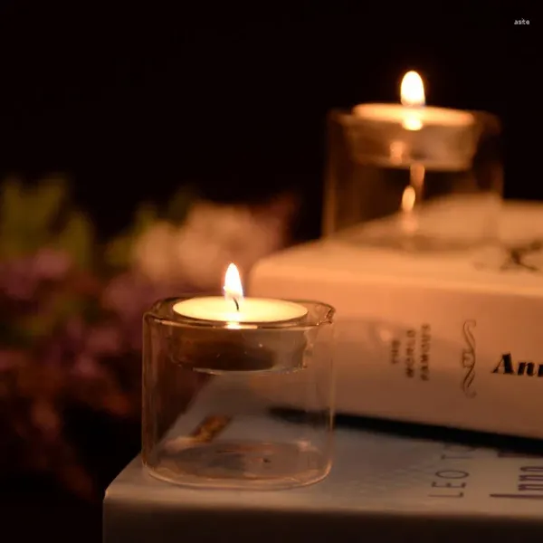 Candele Candele trasparenti in vetro trasparente Cangoli decorazioni per la casa Triangolo Pungori Triangolo Pungori Romantico Cena romantica