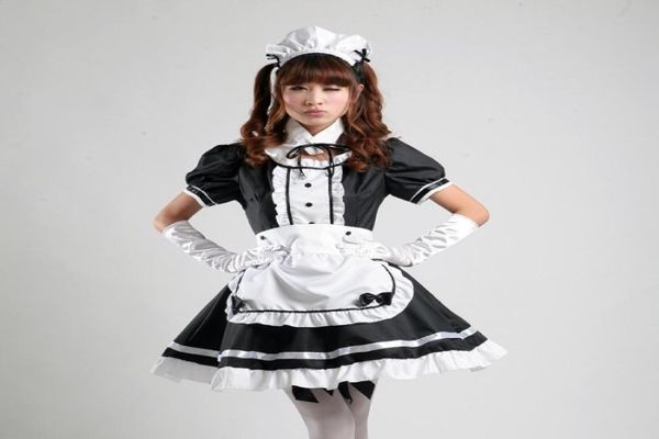 Traje de empregada francesa sexy Francesa doce Lolita Gothic Dress Anime Cosplay Sissy Maid Uniform Plus Tamanho Trajes de Halloween Para Women1784862