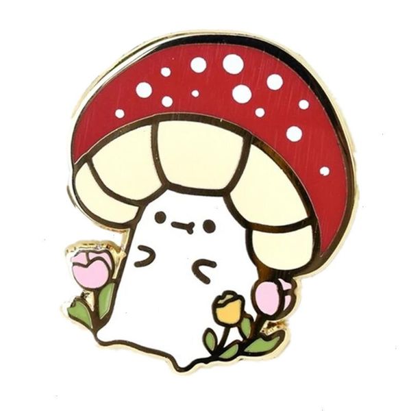 Blumenpilz Brosche süße Anime -Filme Spiele Harte Emaille Pins Sammlung Cartoon Brosche Rucksack Hat Bag Kragen Repel -Abzeichen sammeln