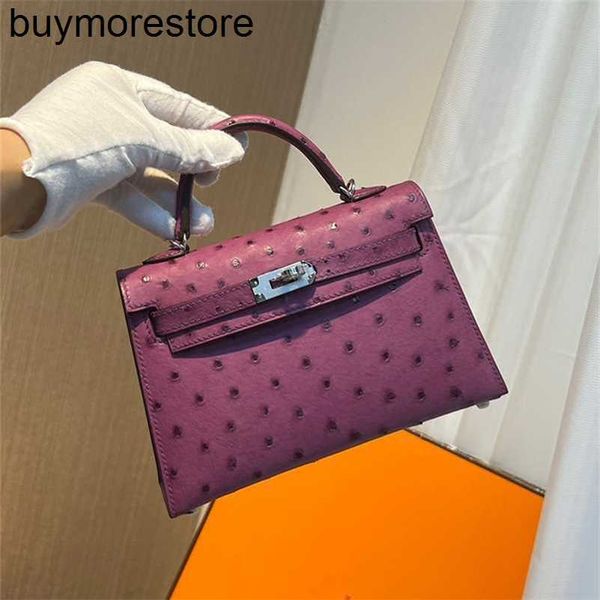 Donna borsetta 7a Skin fatta per lo struzzo mini di seconda generazione Summer Bag a una spalla a croce Spalla Purple Purple Made