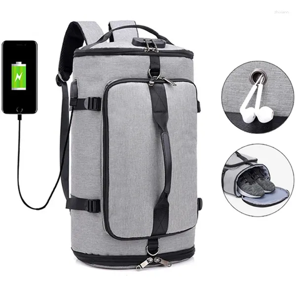 Mochila aiwithpm de 18 polegadas Laptop multifuncional carregando bolsa de ombro de viagem USB Mochilas de fins de semana para adolescentes