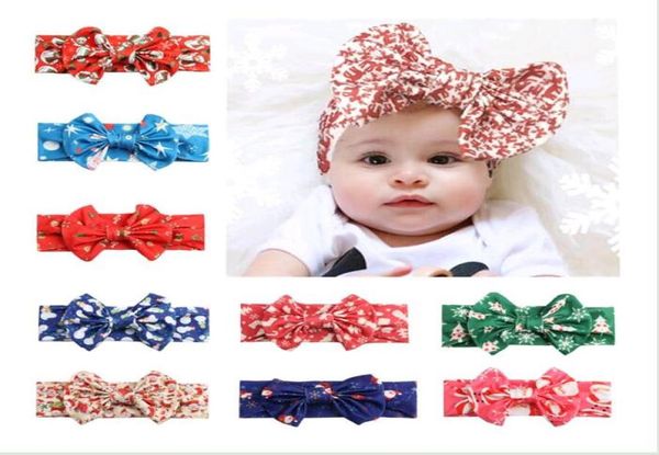 Baby Girl Impresso Bow Band Band Toddler Headwraps Christmas Recém -nascidos Acessórios para Cabelo Xmas 10 Designs Opcional WQ1698639868