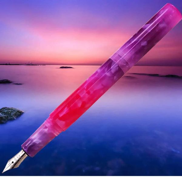 Pens Moonman Wanwu Creative Celluloid Mini Glass Dip Stift/Brunnen Stift EF/F/Kleine gebogene Taschengröße Dualuse Bunfle Stift Geschenkbox