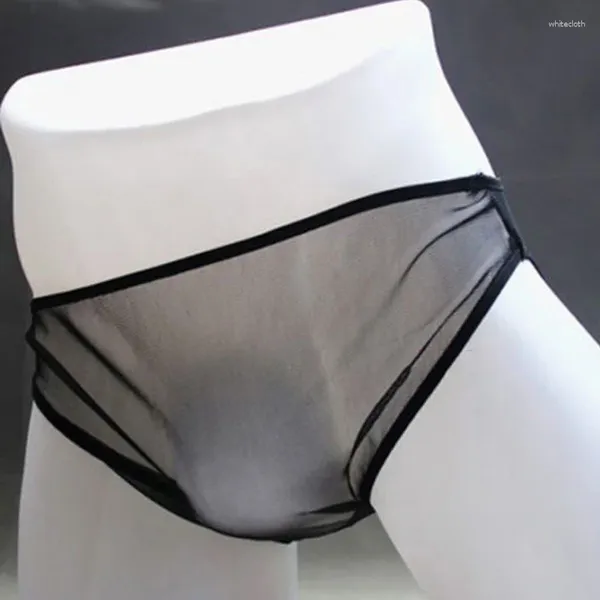 Underpants sexy Männer Ultradünn massives Mesh transparente Bulge -Beutel -Slips Elastic Dessous Höschen Unterwäsche Mann