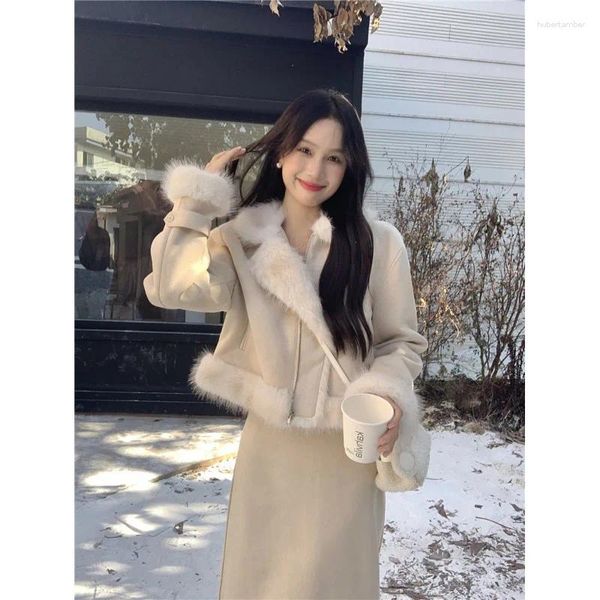 Abiti da lavoro Autunno inverno coreano Sweet Women Suit Spet Pols Covers Mini gonna a due pezzi Set Woman Dress Casual Elegant Tweed