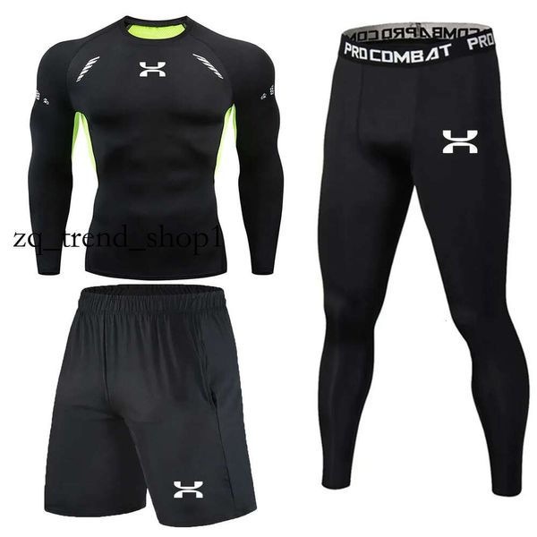 Conjunto de compactação de ginásio com calças justas O treino de fitness rastreio de maiúsculas de mangas compridas camisas esportivas de terno de traje Rashgard 85