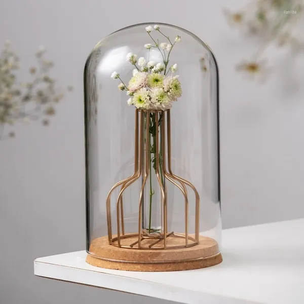 Flaschen 15 35 cm große Größe Glas Dom Vase Freund Geschenk Cork Basis transparente Abdeckung Trockener Blütenspeicherflasche DIY Hochzeit Live -Dekoration