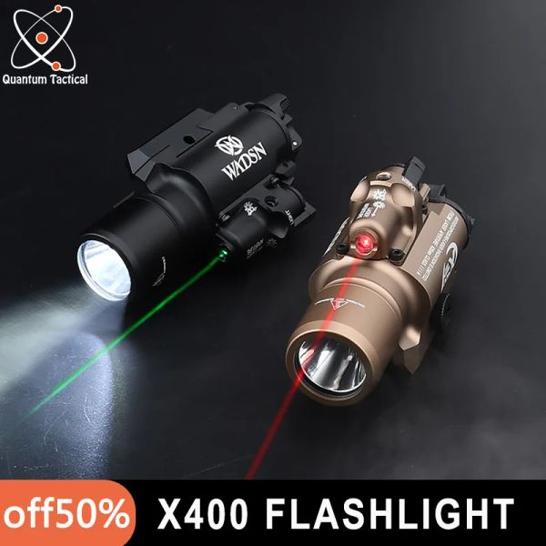 Scopes Taktik Airsoft SureFir X400U Ultra LED tabanca El Feneri Kırmızı Yeşil Lazer Av Tüfeği X400U Silah İzci Işığı Picatinny için