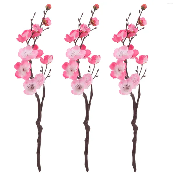 Flores decorativas 3 PCs Winterweet Vasos falsos Decoração de casa Simulação Plum Blossom Branch Artificial Artificial