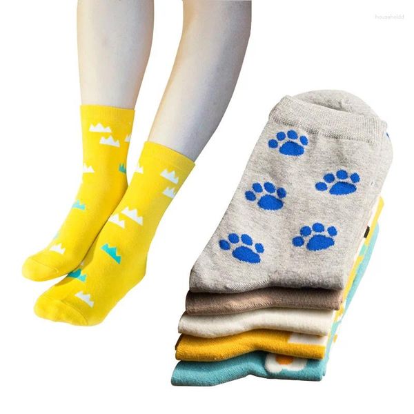 Women Socken 5pairs Kurzfußdrucken Wolken Lustige bunte Frau Sock Herbst Sommer Baumwolle weibliche Meias Hosiery Sox