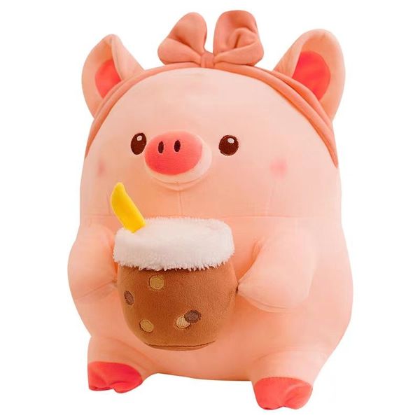 Milk Tea Peld Plush Byled Animal Toys Boba Pig Doll travesseiro Kids Toys Birthday Christmas Gift