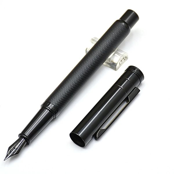 Penne Hongdian Forest Series Classic Pen Fontana Black White Metal Reticolato EF/F Nib Office School Writing Penne di alta qualità