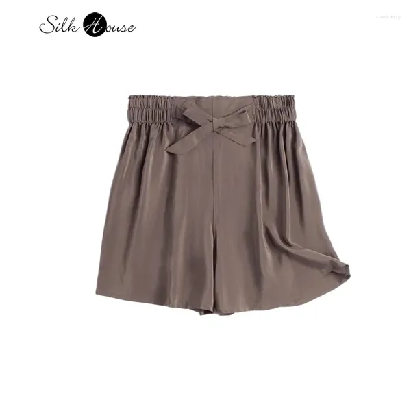 Shorts femminile 2024 estate 20 mm lavaggio di sabbia di gelso naturale pantaloni grigi marroni a doppia crepe