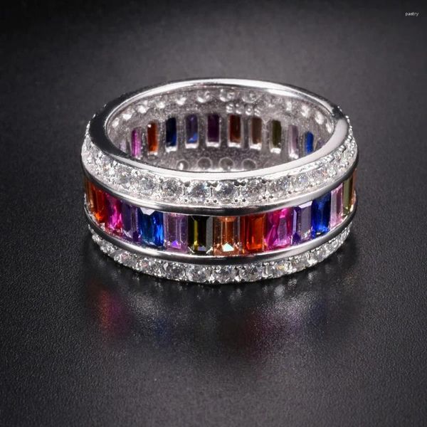 Clusterringe Eternal Sapphire Ruby Peridot Kunzite Topaz 925 Sterling Silber Engagement Hochzeit für Frauen Größe 5 6 7 8 9 10