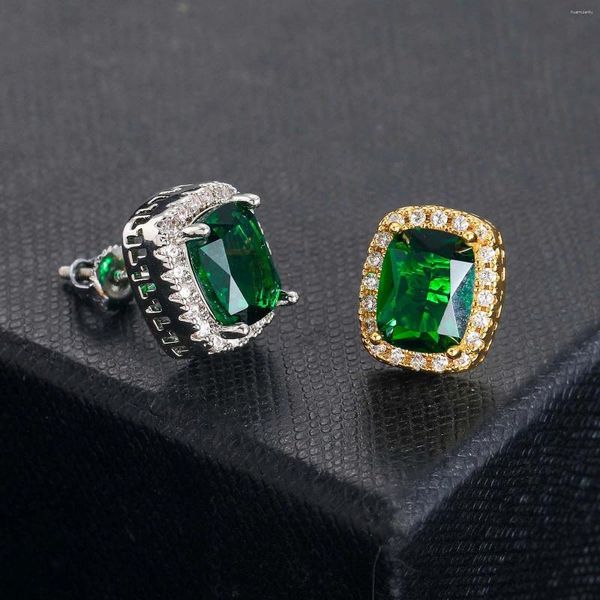 Серьги с шпилькой хип -хоп полный большой CZ 5 Colors Mirco Pave Bling Iced Out Cubic yrong strong Установка латунных модных украшений BE051