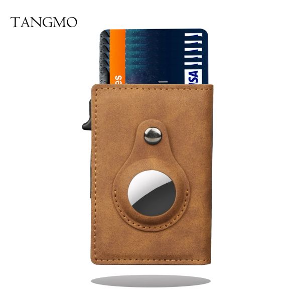 Tangmo Tangmo Smart Air Tag Wallet RFID Carta di credito Titolare Moneta Poppa automatico Mini portafoglio in alluminio Airtag Copertina