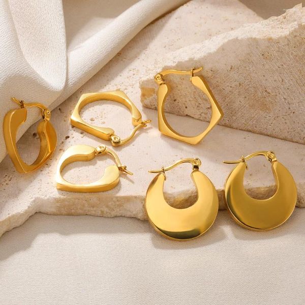 Gestüt Ohrringe Edelstahl für Frauen hypoallergene Goldfarbe Ohrring Mode Runde Schmuck Geburtstag 2024