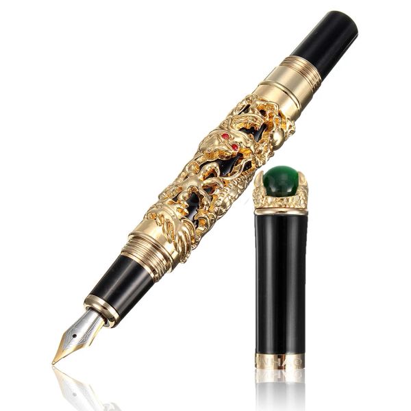 Stifte Jinhao Luxus 18 kgp 0,5 mm Gold Dragon Dragon Brunnen Stift Brunnen Stift