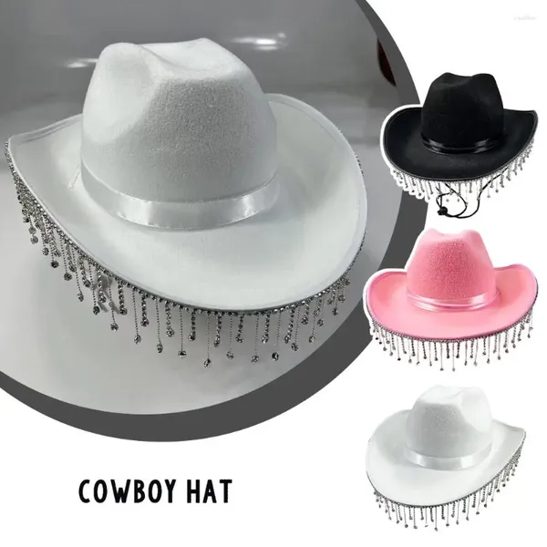 Beralar Rhinestone püskül kovboy şapka pembe cowgirl parti e-kızlar gündelik tüy yıldız basılı kapaklar vintage kraliyet mahkemesi tarzı zarif