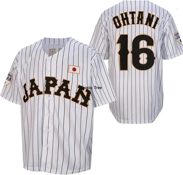 Shohei Ohtani Jersey 16 Giappone Maglie da baseball Maglie da baseball 90s Hip Hop Shorte Shirt Mens Shirt All Cucited US Size S-XXXL 240412