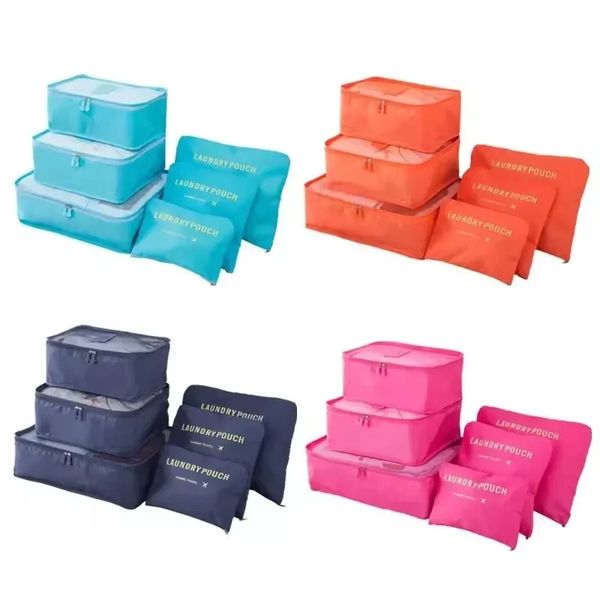 6pcs/Set Seyahat Çantaları Yeni Büyük Kapasiteli Depolama Organizatör Taşınabilir Giysiler İçin Paketleme İç çamaşırı Kozmetik Seyahat Çantası