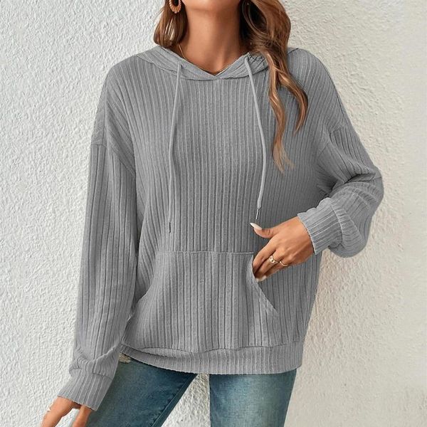 Con cappuccio femminile da donna Donne a colori solidi con cappuccio a v maniche lunghe a maniche lunghe Streetwear 2024 Pullover per sottili casual