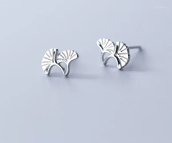 Bolzenohrringe 7mm 10 mm niedlich echt.925 Sterling Silber Schmuck Ginkgo Blatt Geschenk GTLE2588