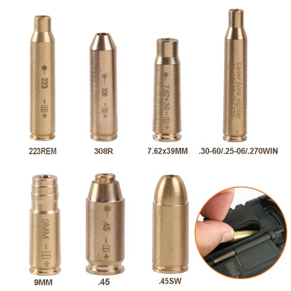 Escopos vermelhos laser laser brassighlester 9mm cal.308 .223 3006 .45 7.62x39 .270 Borsaight de cartucho para acessórios de caça ao escopo de rifle