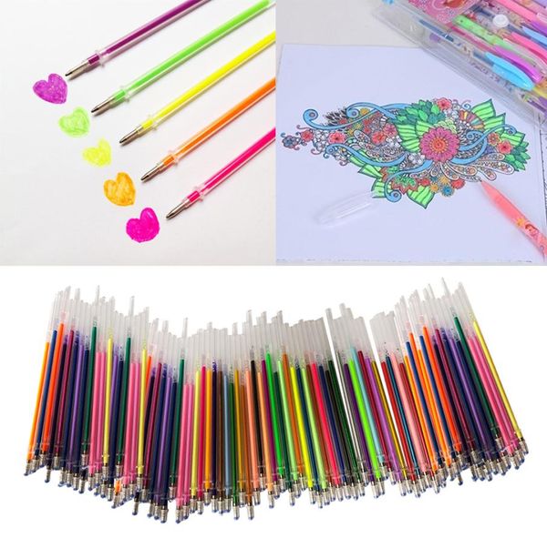 60100 Cores Gel Pen Recarreja Fluorescência Reabilições de tinta de caneta neon para livros para colorir adultos Desenho Diy Painting1220045