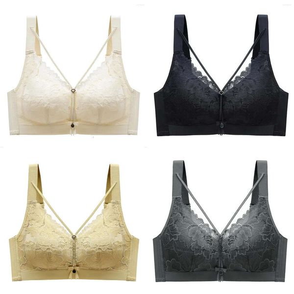 Sutiãs sem fio para mulheres lingerie de copo fino plus size renda minimizador de roupas brassiere b c d e siere