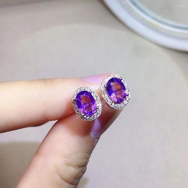 Серьги -серьги продажа серебряный кристалл 5 мм 7 мм VVS Grade Natural Amethyst 925