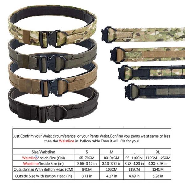 Acessórios 2 polegadas de lutador de dupla camada Tactical Belt Belt Multicam CS Correia de combate militar de caça ao ar livre CS