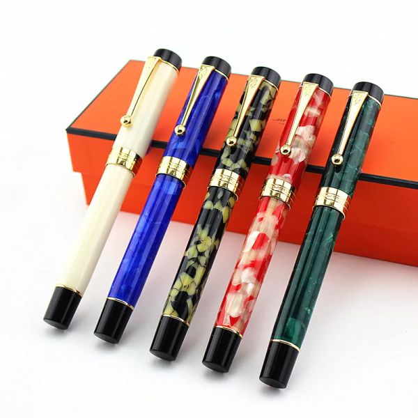 Pens Jinhao 100 Centennial Reçine Çeşme Kalemi EF /F 18KGP M /Bent Nib 0.6 /1.2mm Dönüştürücü Beyaz İş Ofisi Mürekkep Hediye Kalemi