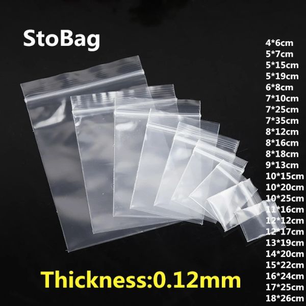 Sacchetti Stobag 100 pezzi trasparenti piccoli sacchetti di plastica con chiusura a zip gioielli regalo per alimenti confezionabili imballaggio chiaro logo personalizzato (tassa extra)