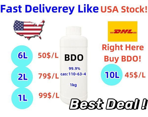 Melhor negócio para os EUA 99,9% de pureza 1 4-b glicol 14 bdo 14 bdo 14b CAS 110-63-4 1, 4-diol 1 4-butanediol 14b 1,4-butileno BDO Factory Direct Sale DHL GRÁTIS entrega rápida como EUA