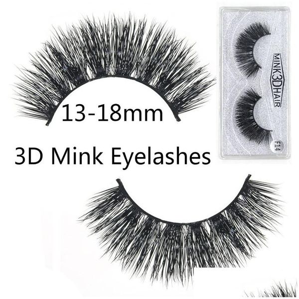 Falsos cidadãos 3D Mink 13-15mm Crisscross cross grossa longa artesanal cílios falsos Extensões de cílios Maquiagem de olhos Normal Fert Drop Drop OTHO5