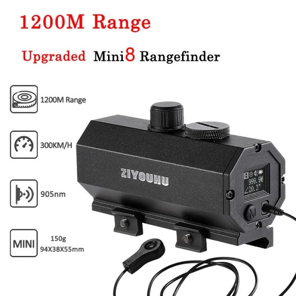 Escopos mini8 plug -in 1200m dispositivo de alcance vermelho Distância/velocidade medidor de velocidade Esporte Esporte Escopo de caça de 1200m Rangefinder a laser em tempo real