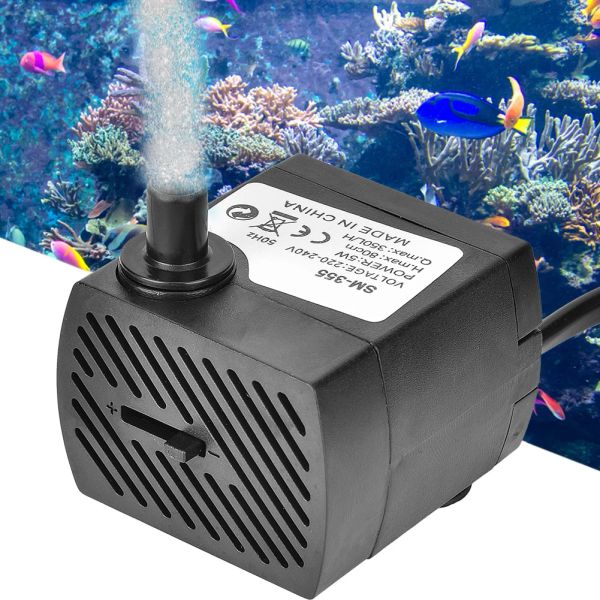 Aksesuarlar SM355 5W 350L/H Aquarium Submersible Su Pompası Ultra Sessiz Balık Tank Su Pompası AB 220240V
