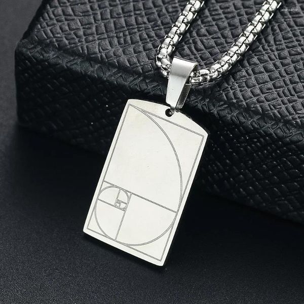 Kolye Kolyeler Metal Tag Altın Bölüm Charm Kolye Fibonacci Dizisi Spiral Geometrik Matematik Stil Stil Jewelry Erkekler Kadın Parti Hediyeleri